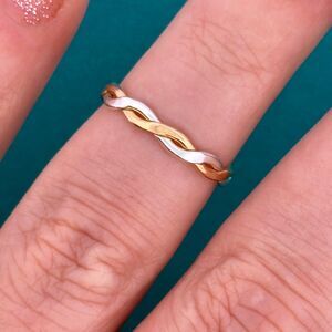 Braided Mixed Metal Silver and Gold Ring